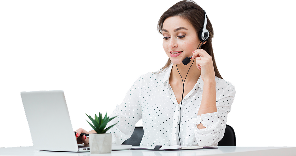 front-view-woman-working-desk-while-wearing-headset-looking-laptop 1